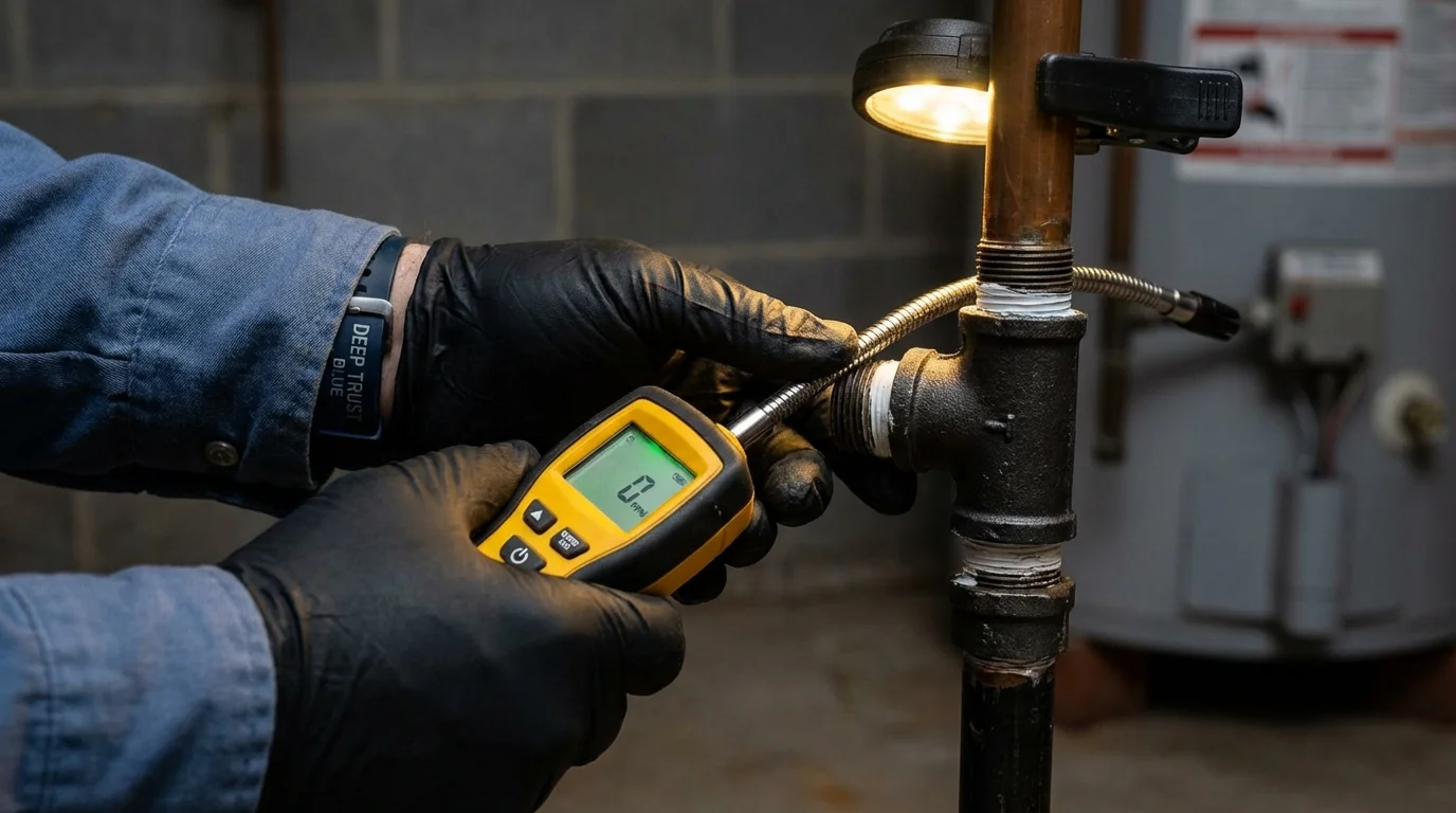Gas leak detection with electronic sniffer by Johns Plumbing LLC in Okeechobee