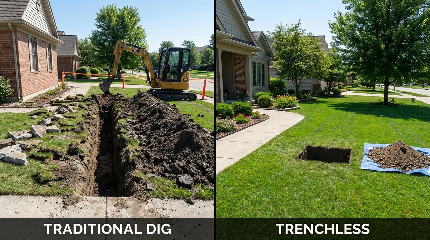 Trenchless sewer repair with minimal yard damage versus traditional excavation in Okeechobee, FL